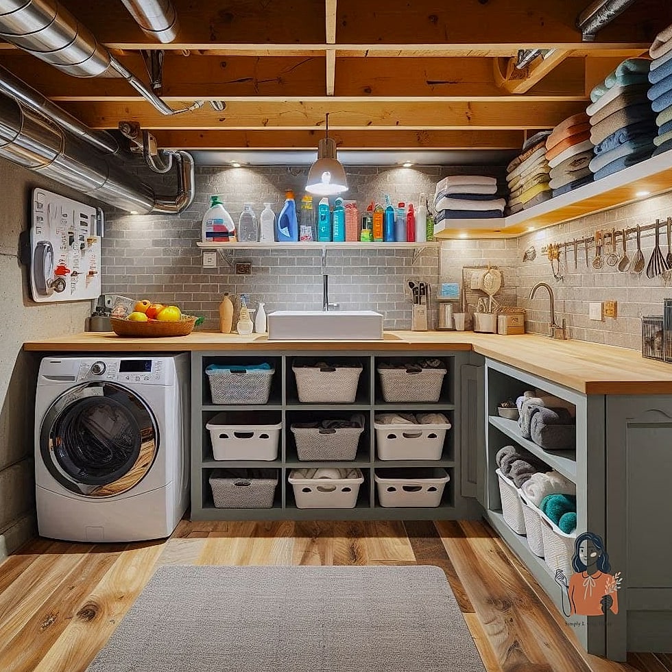25 Brilliant Basement Organization Tips to Reclaim Your Space 14 Set Up a Laundry Folding Station