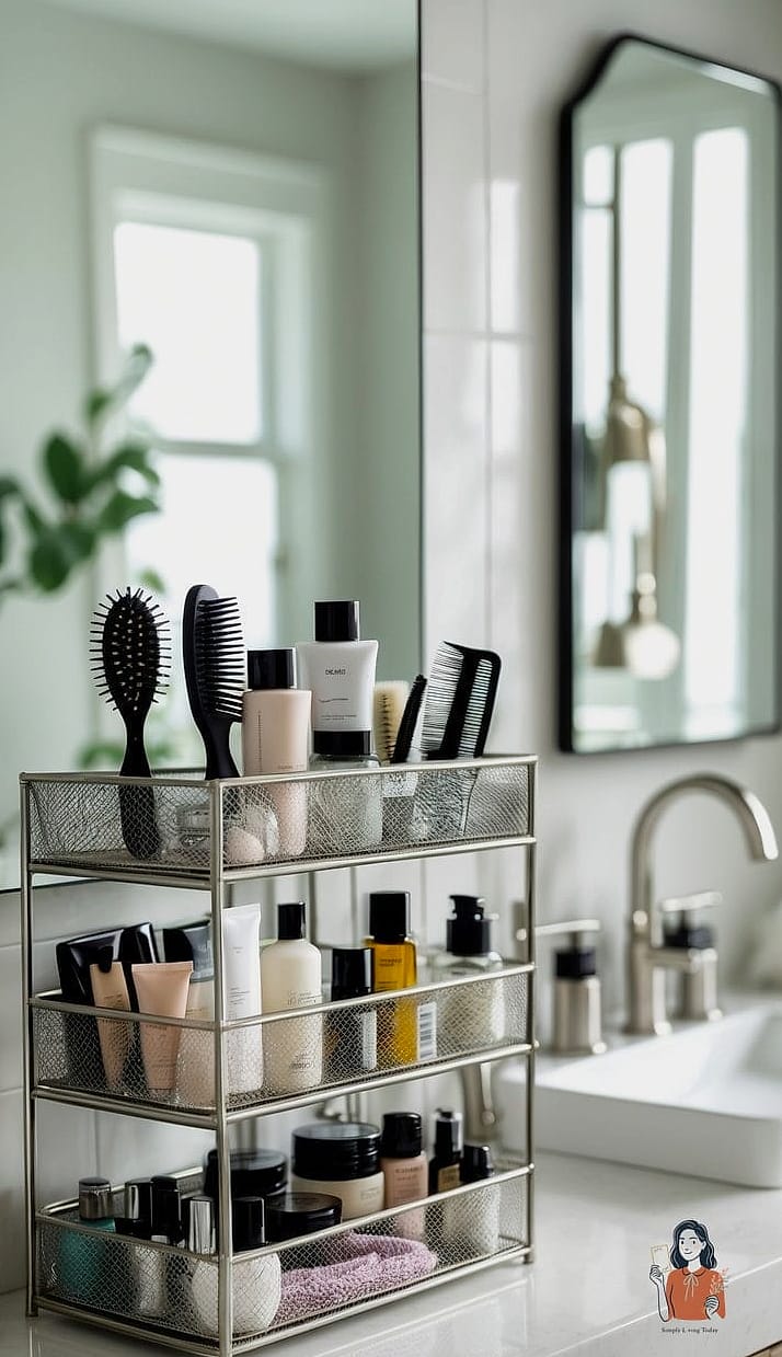 21 Amazing Bathroom Vanity Organization Tips to Try This Weekend 10 Store Hair Tools in a Vertical Caddy