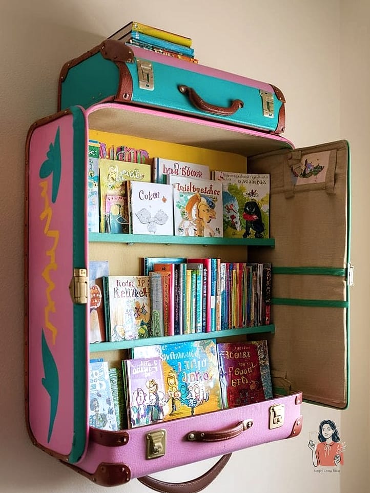 21 Clever Diy Bookshelf On a Budget 11 Suitcase Bookshelf