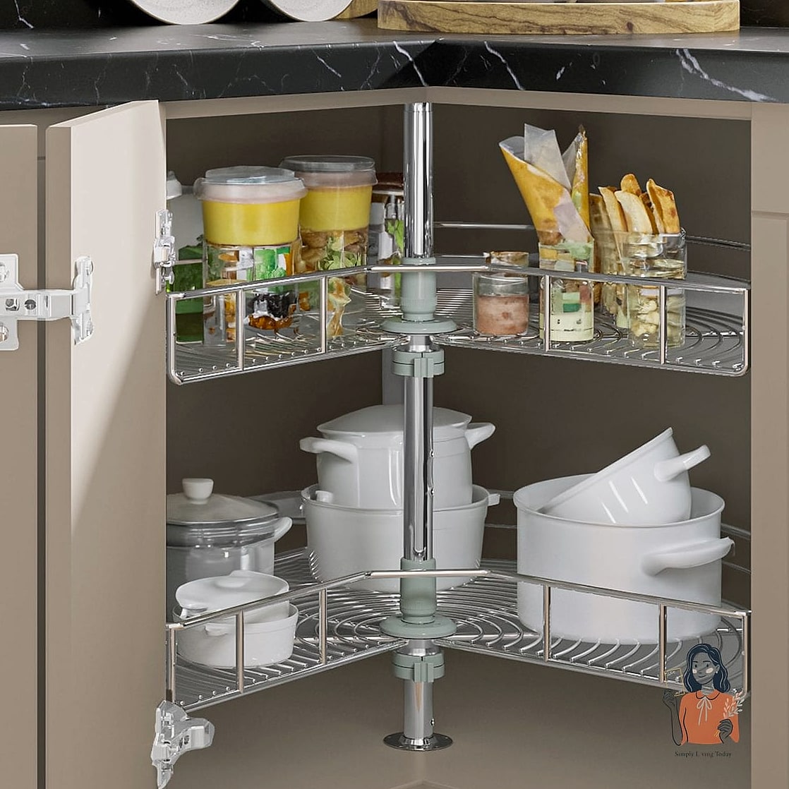 28 Brilliant Corner Cabinet Organization Worth Pinning Immediately 5 Two-Tier Lazy Susan for Baking Supplies