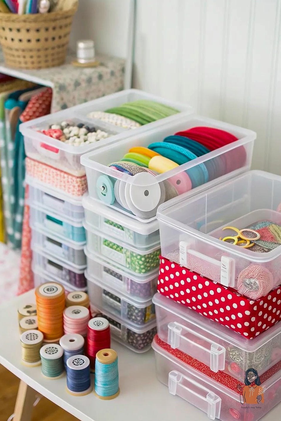29 Life-changing Sewing Room Organization to Try This Weekend 3 Use Clear Bins for Notions