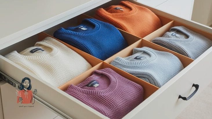 20 Simple Sweater Storage Ideas That Are So Satisfying 13 Use Drawer Organizers to Separate Sweater Types