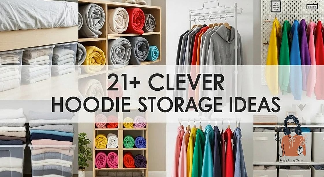 27 Clever Hoodie Storage Ideas to Try This Weekend 19 Use Labeled Fabric Bins on Closet Shelves