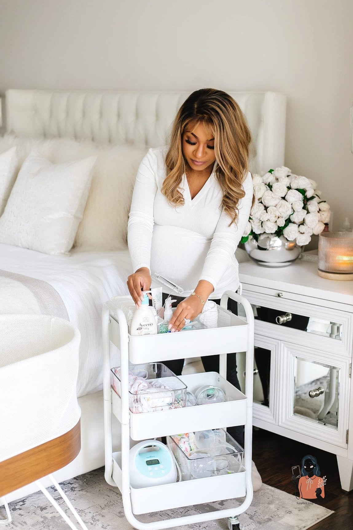 Use a Rolling Cart as a Flexible Nightstand