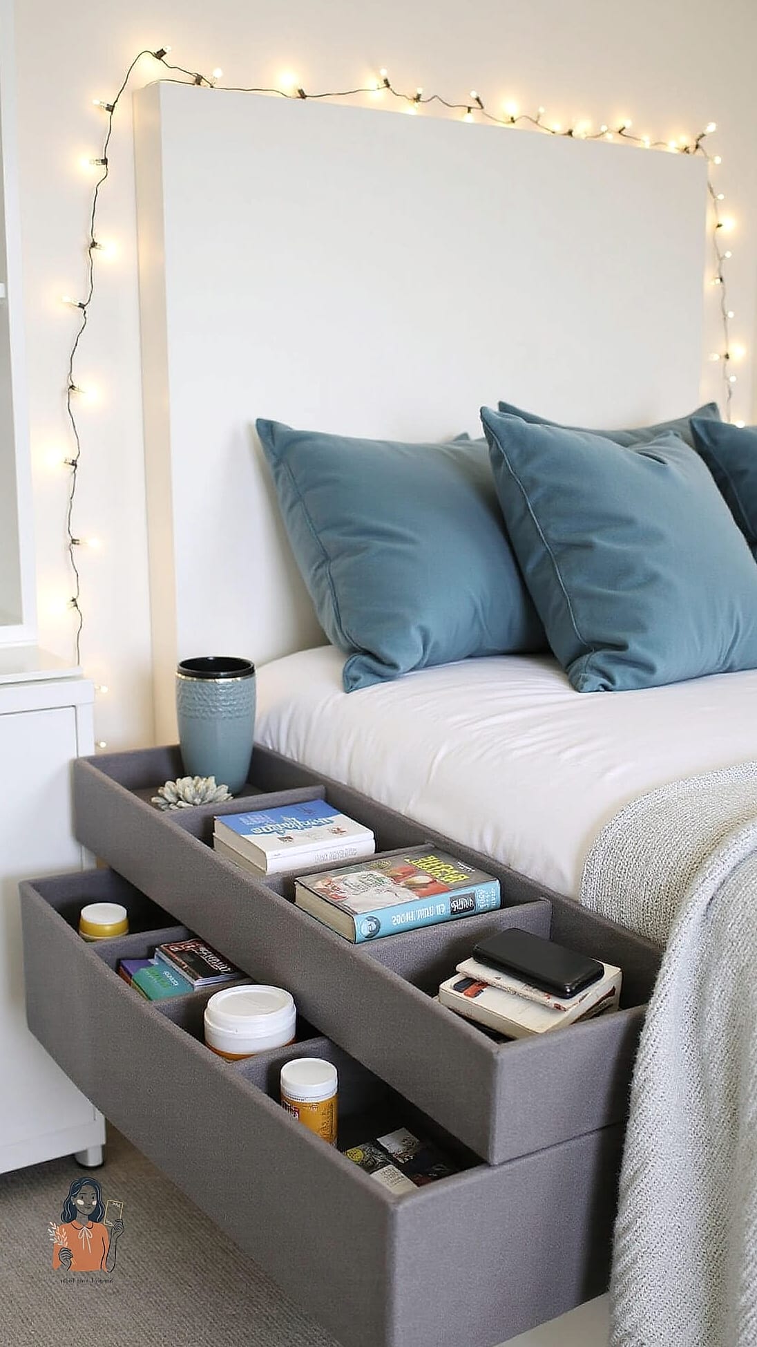 Use Stacked Storage Cubes as a Nightstand