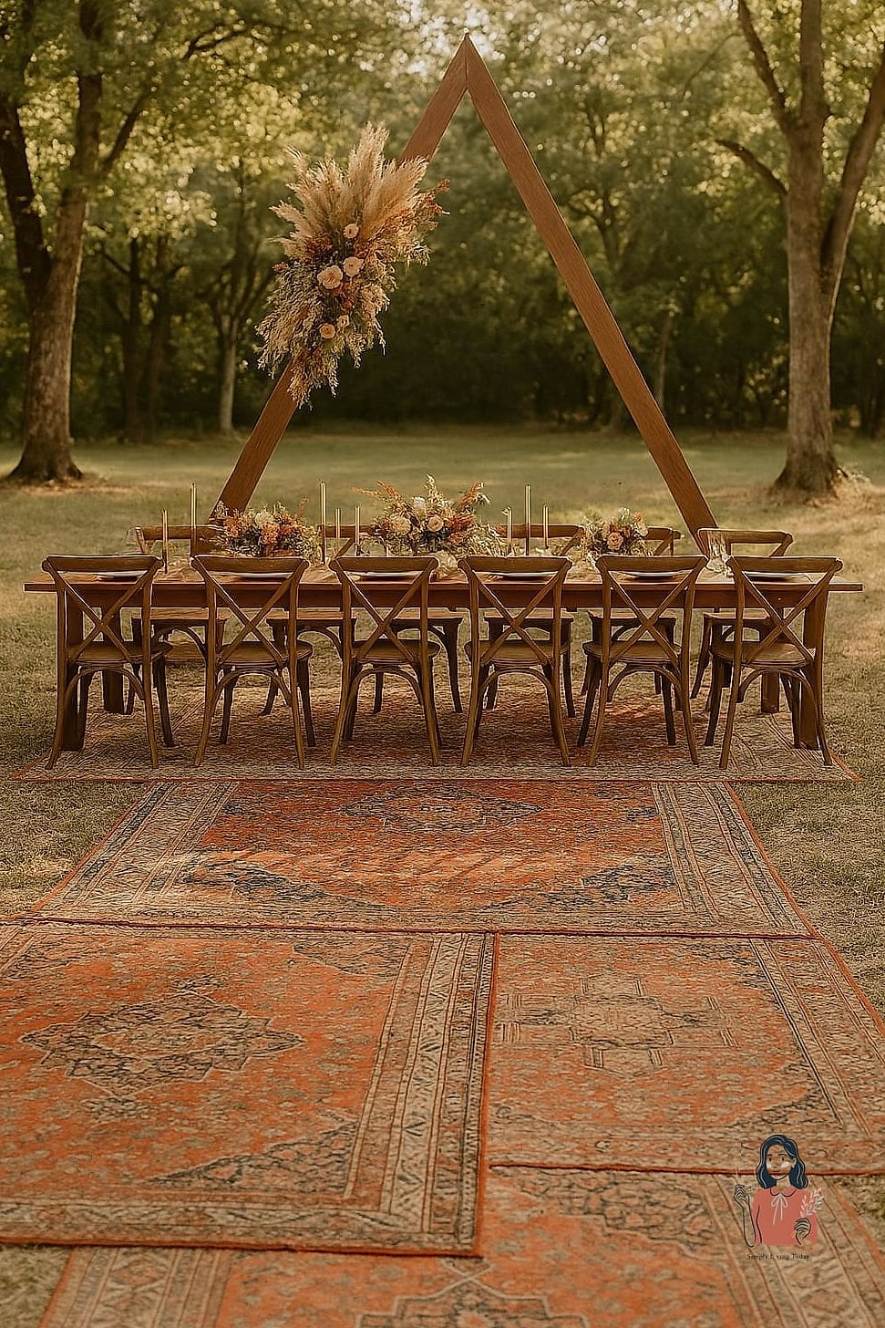28 Unforgettable Wedding Planner That Are Absolutely Perfect 26 Use a Vintage Rug Under the Ceremony Arch
