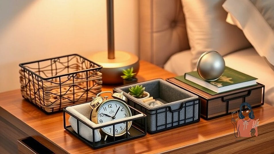 Use a Woven Tray for Cords and Remotes