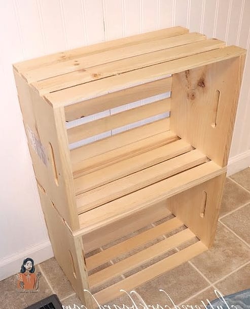 Wooden Crate Bench With Shoe Storage Underneath