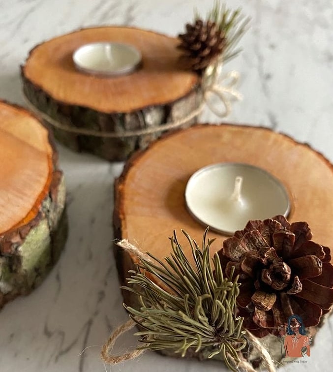 21 Easy Diy Candle Holders You Can Make This Weekend 6 Wood Slice Candle Bases